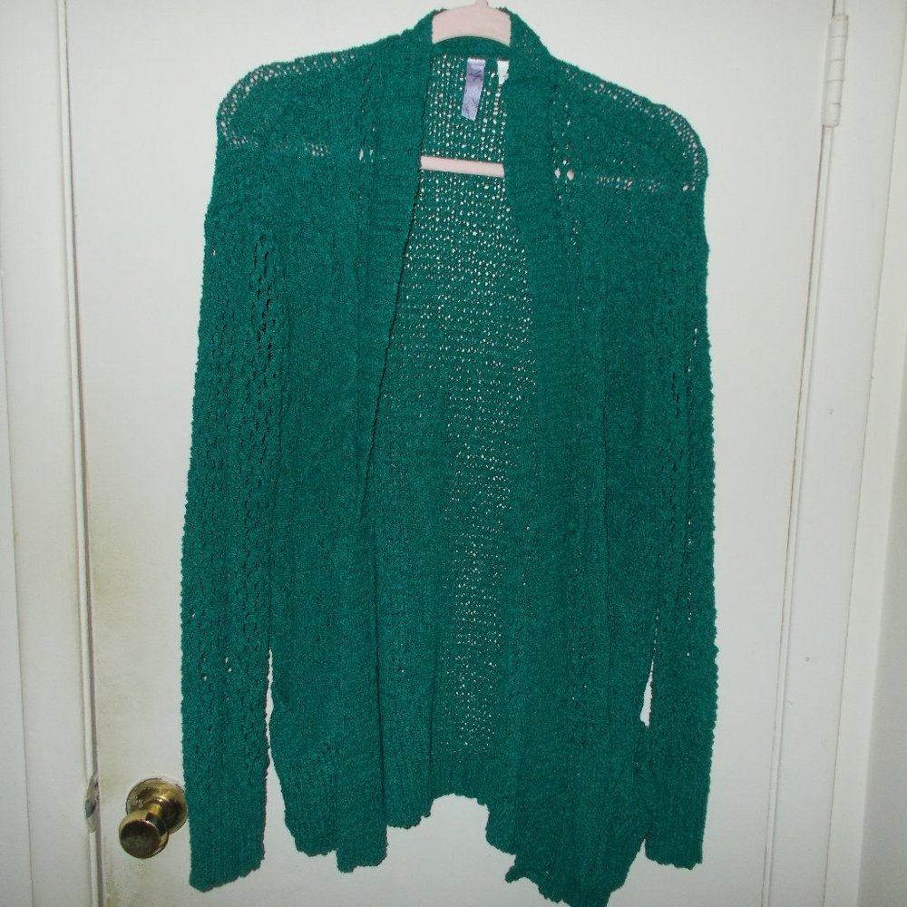 Alya Open Front Cardigan Sweater Green Size Large